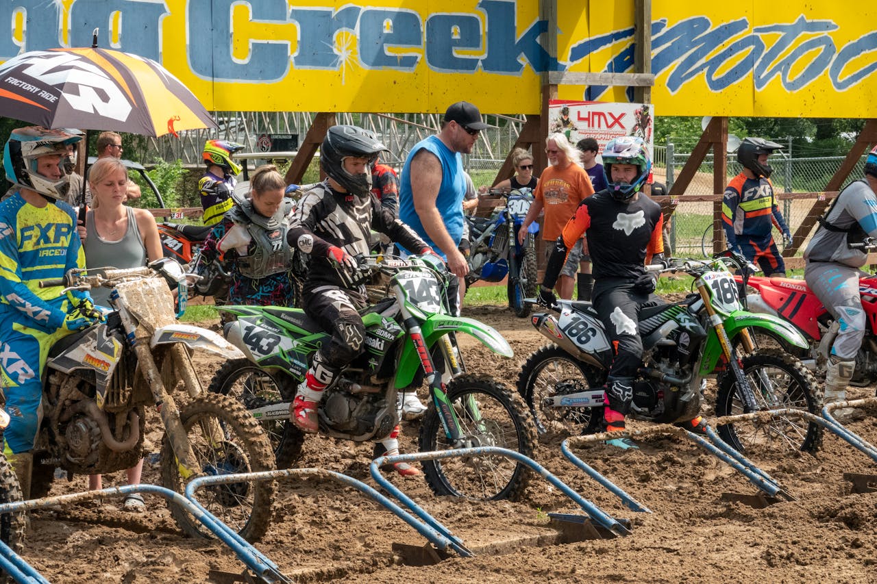 A vibrant motocross race start in Millville, capturing riders ready for action.